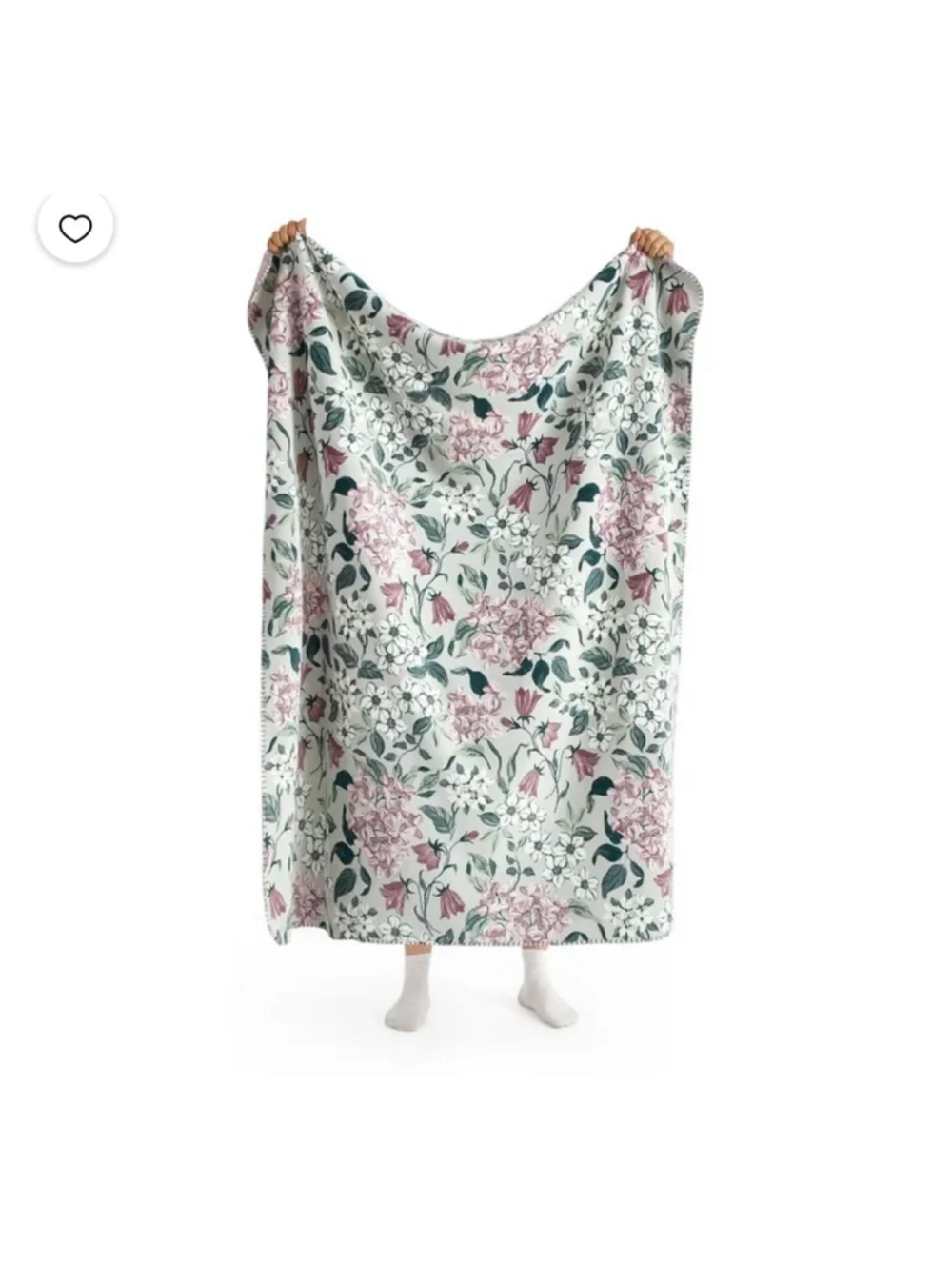 NEW Bloom & Bunny Floral Reversible Plush Throw Blanket One Size White Pink